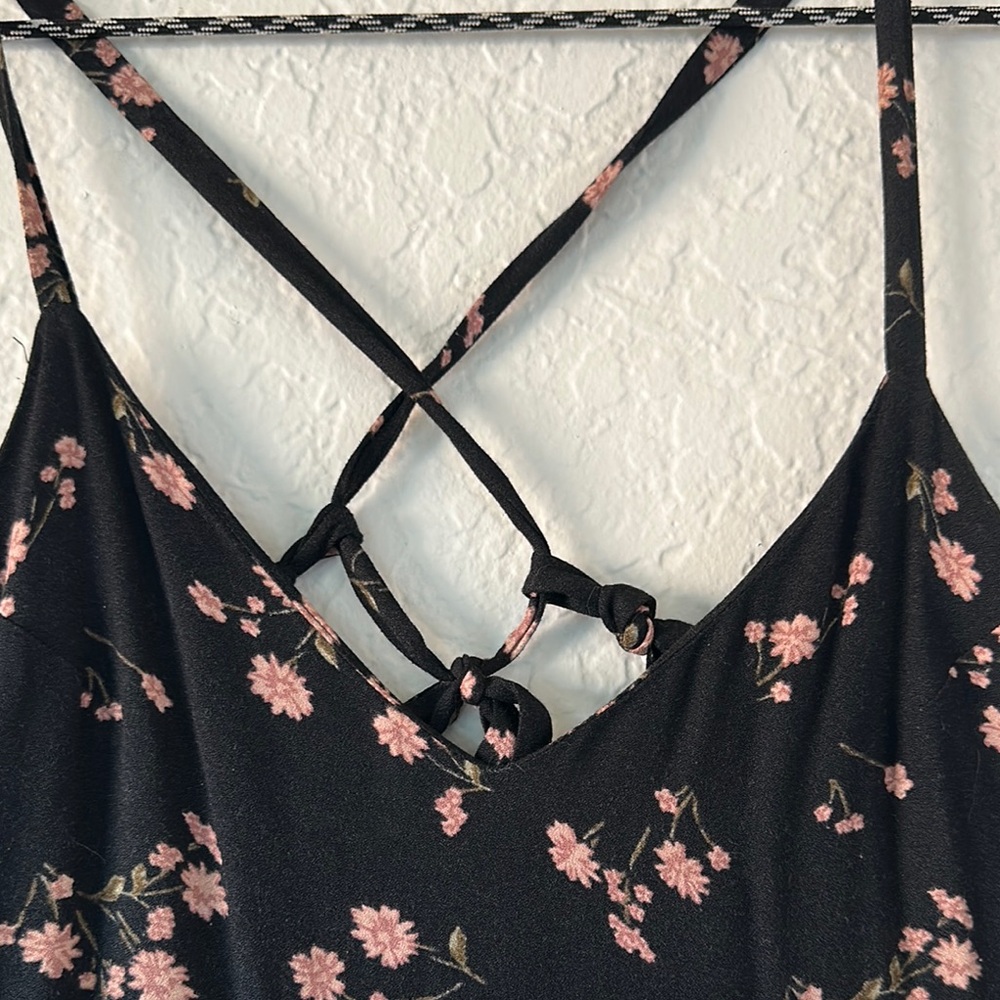 Reformation Black Pink A-Line Maxi Dress Pleated